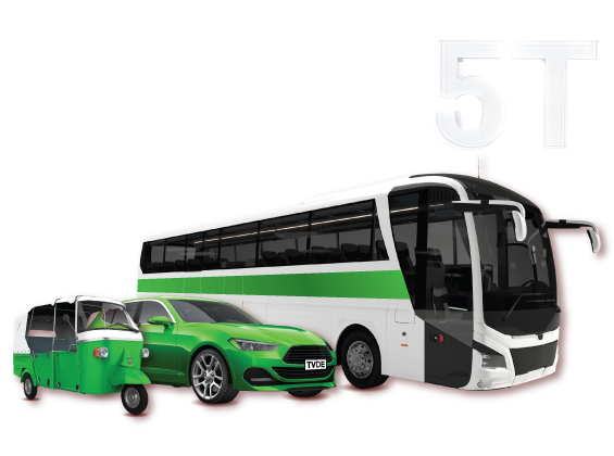 Autocarro, carro e tuk tuk