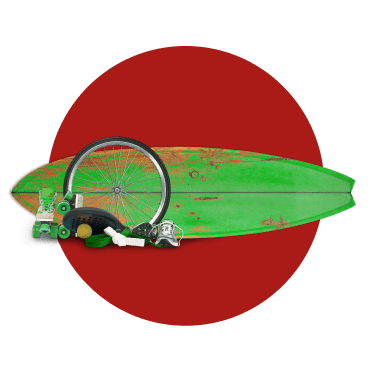 Prancha de surf, roda de bicicleta, patins, raqueta e bolas a propósito do seguro de atividades desportivas