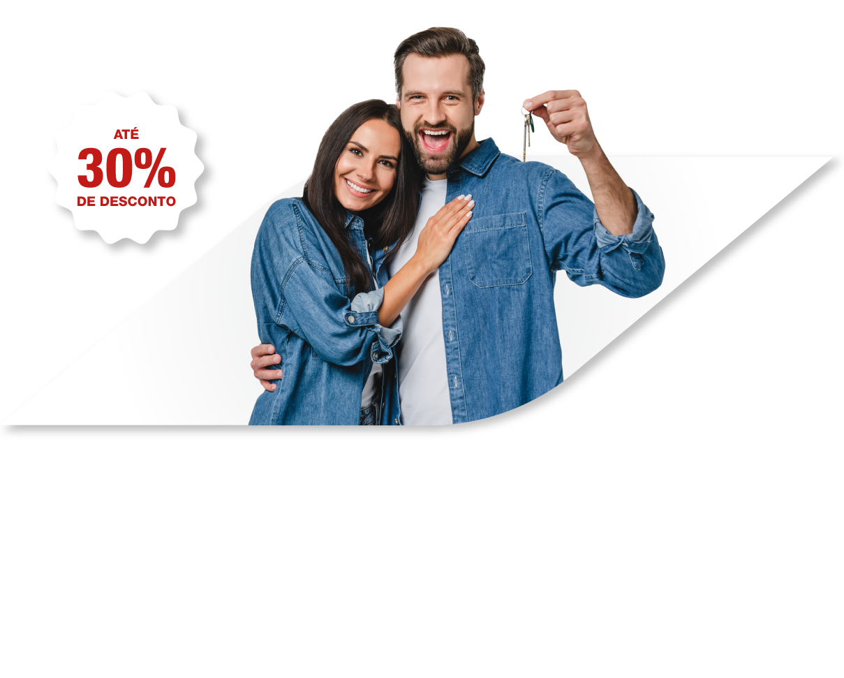 Mulher e homem a promover campanha vida crédito casa