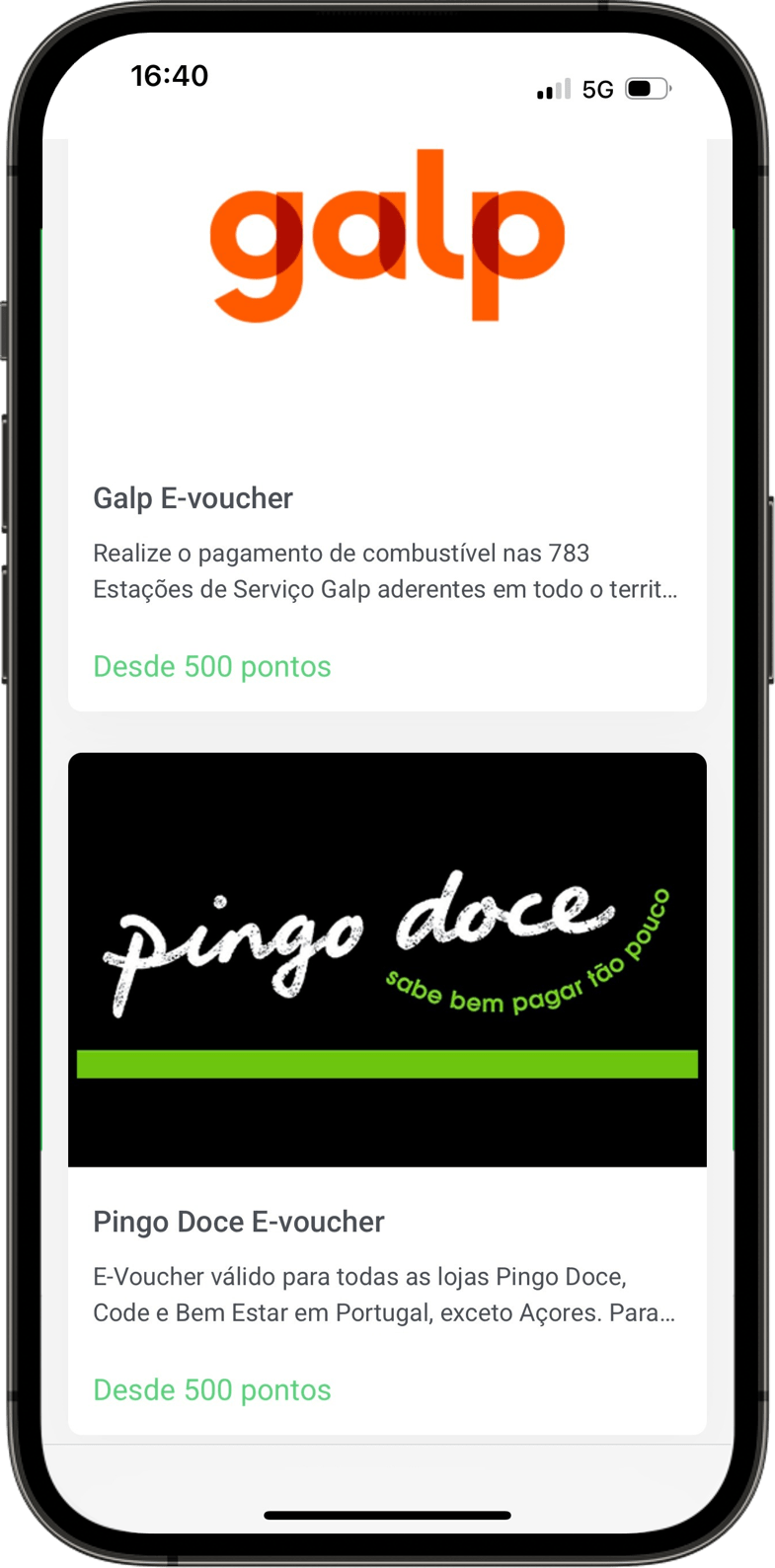 Ecrã app Ganha LOGO Ganha Prémios