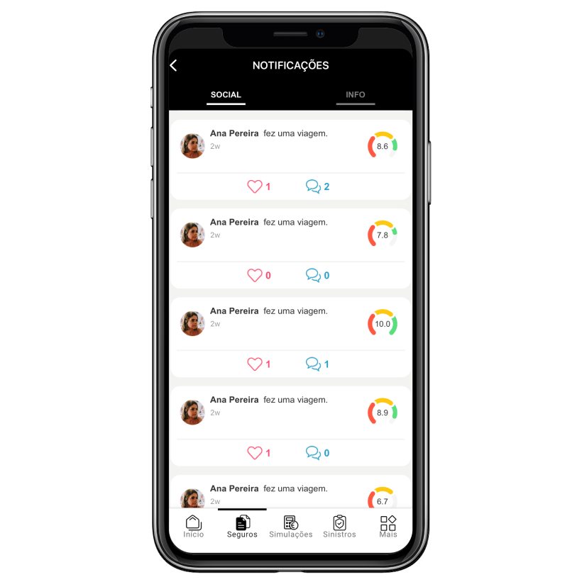 ecrã da app ganha LOGO onde se vê o nível de condução