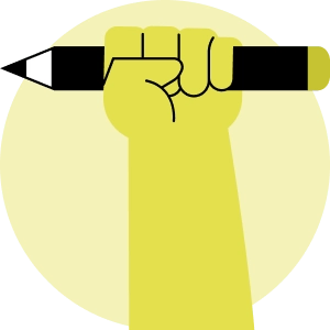 Ilustração de mão cerrada a segurar num lápis