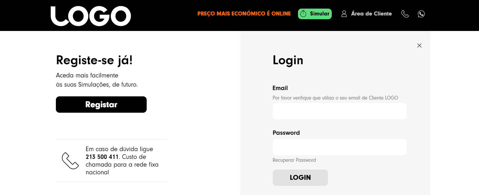 Login ou Registo LOGO